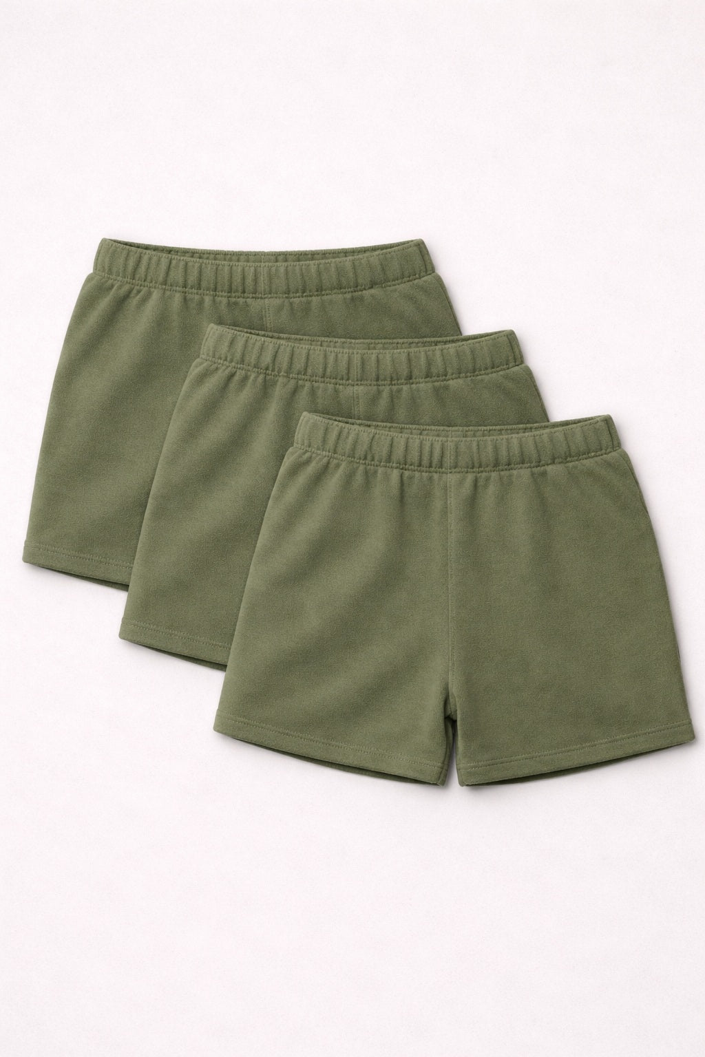 3-piece Set of Basic Woman Cotton Fleece Shorts