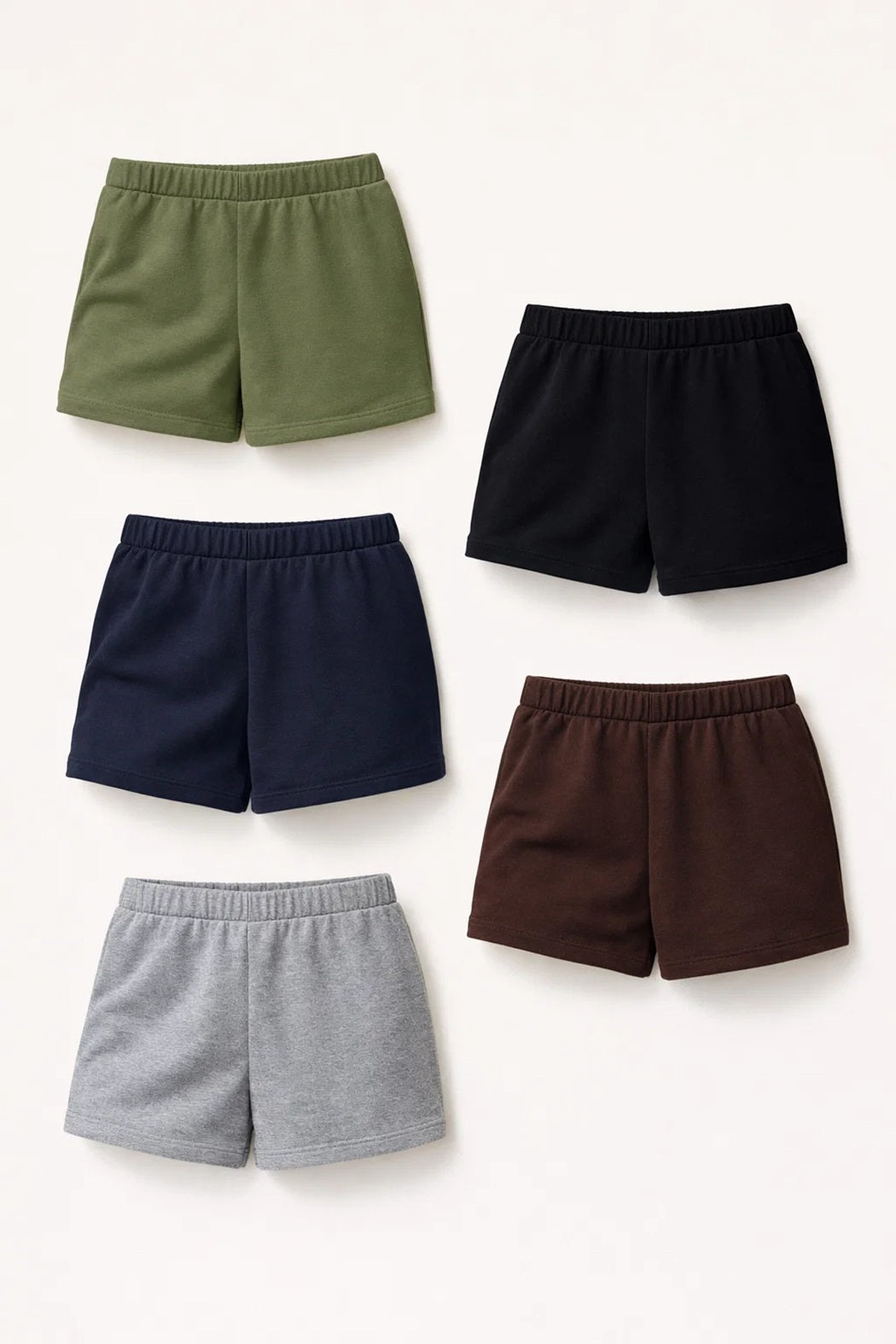 5-piece Set of Basic Woman Cotton Fleece Shorts