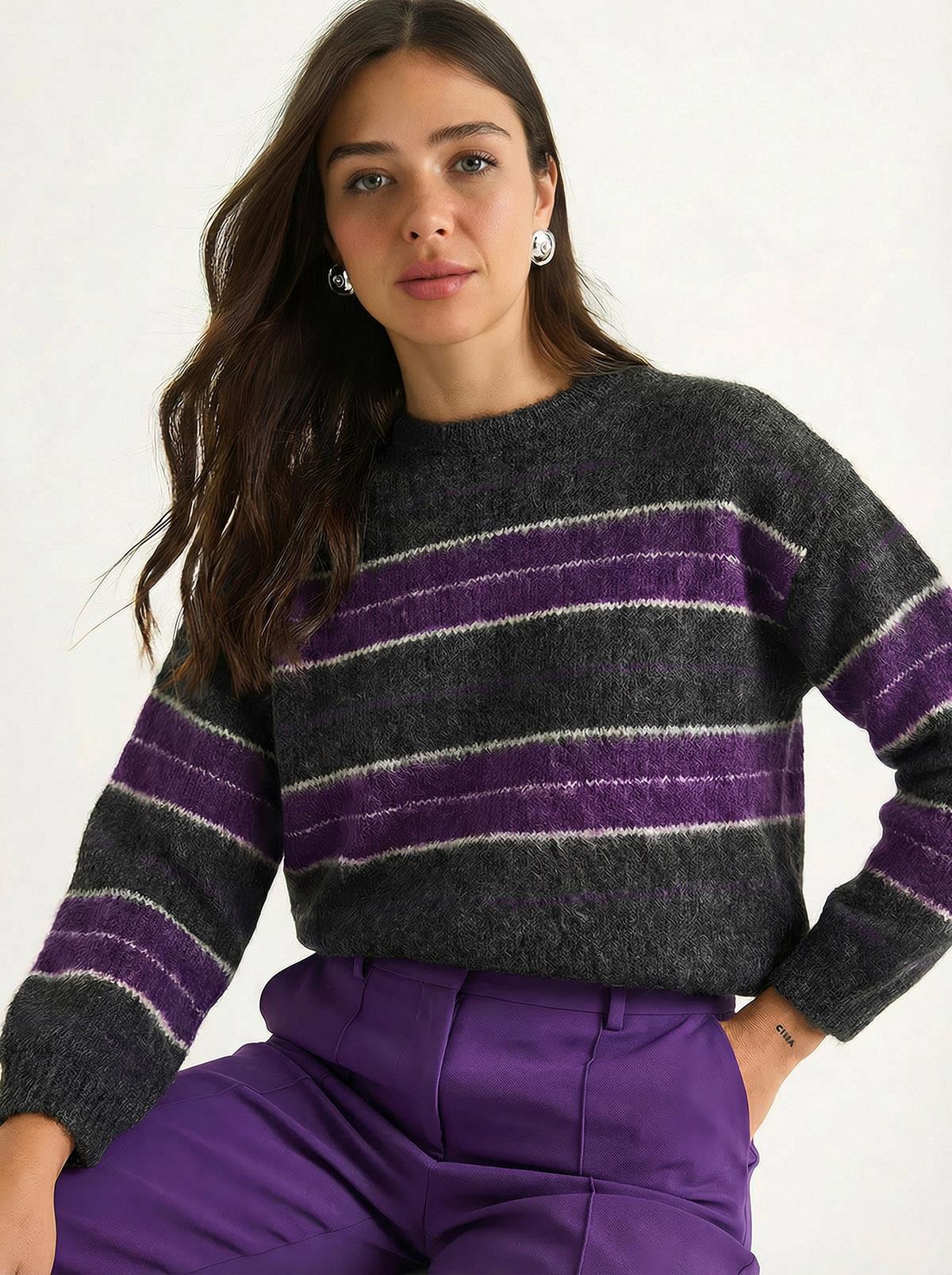 Women's Anthracite-Lilac Sweater