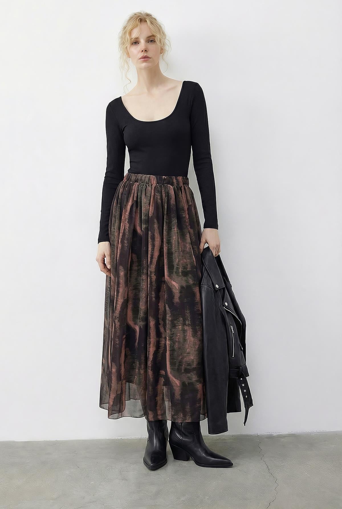 Women's Brown-Green Skirt