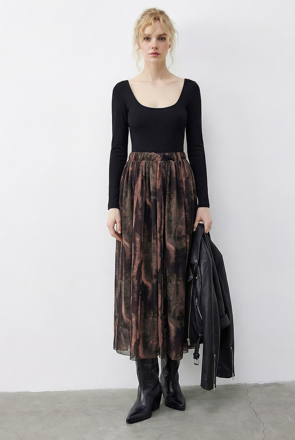 Women's Brown-Green Skirt