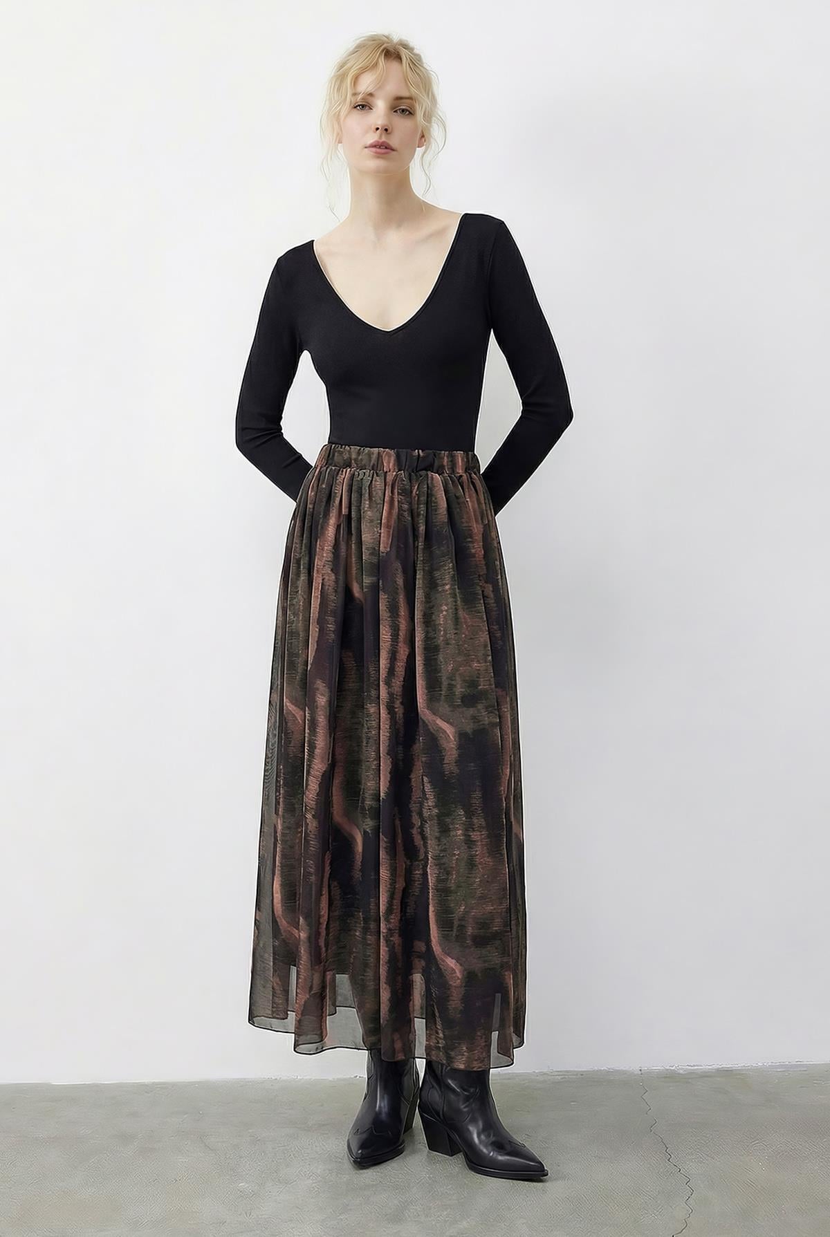 Women's Brown-Green Skirt