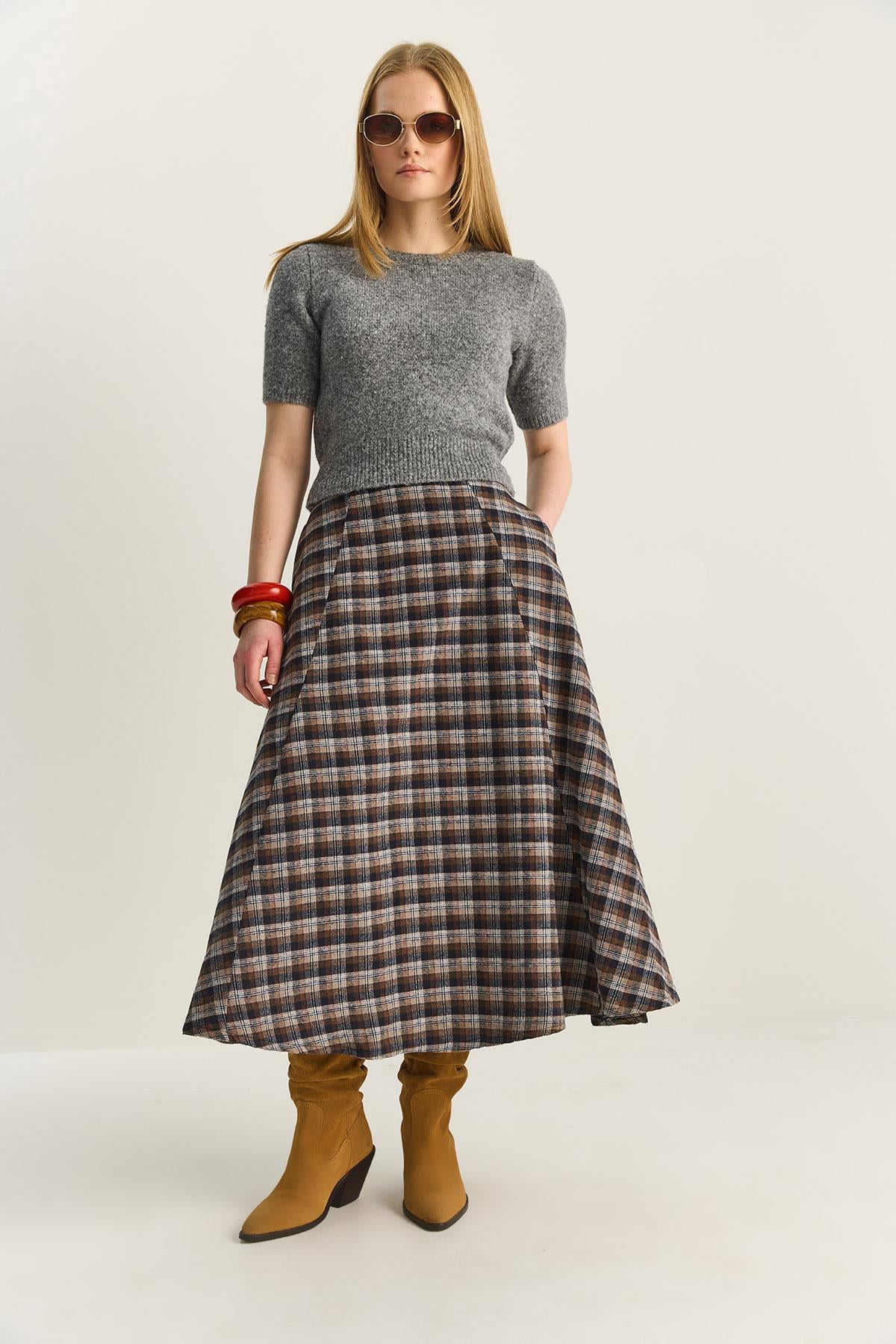 Women's Dark Blue-Brown Skirt