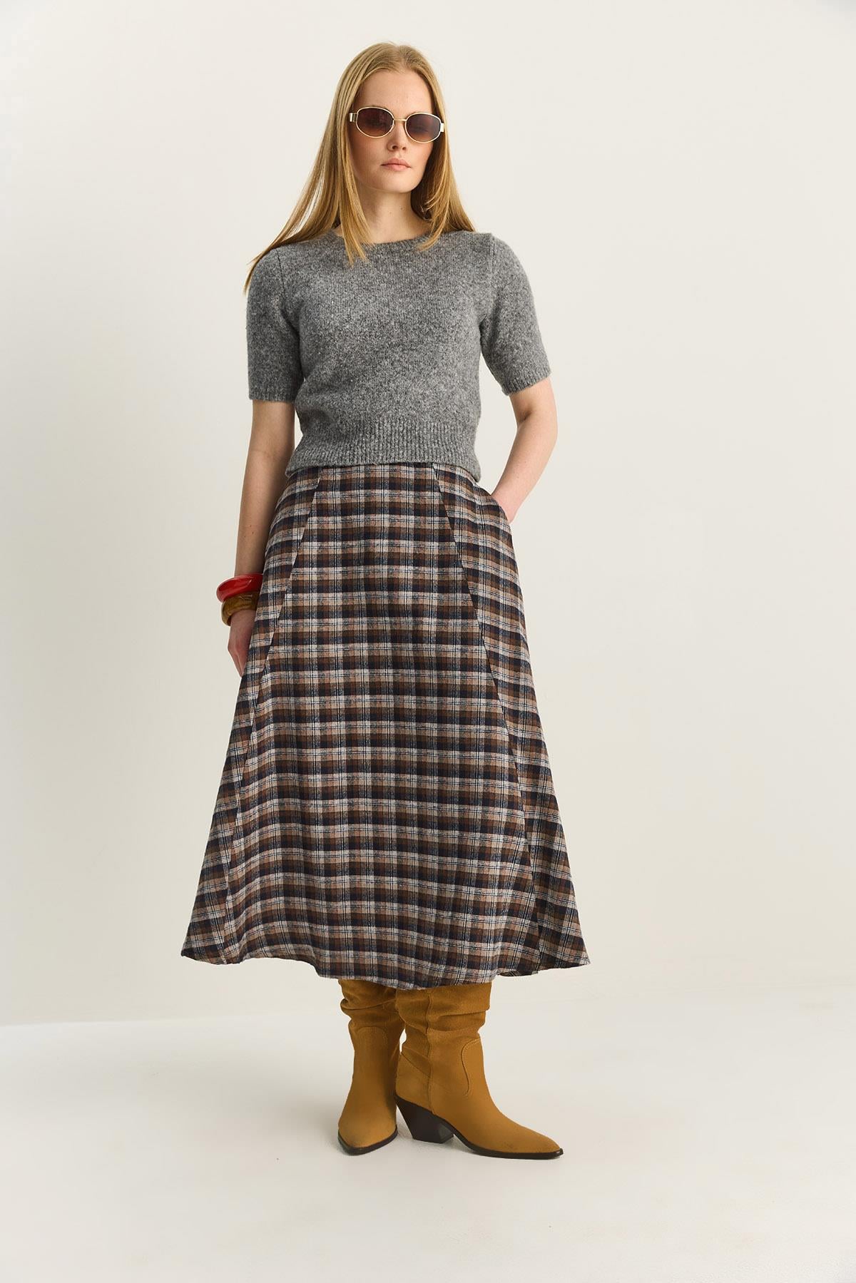 Women's Dark Blue-Brown Skirt
