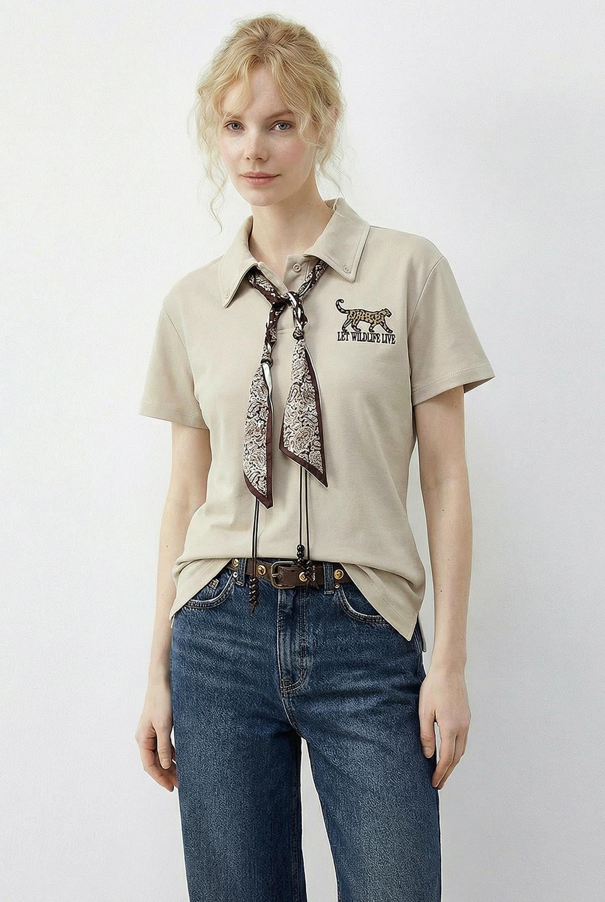 Women's Beige T-Shirt