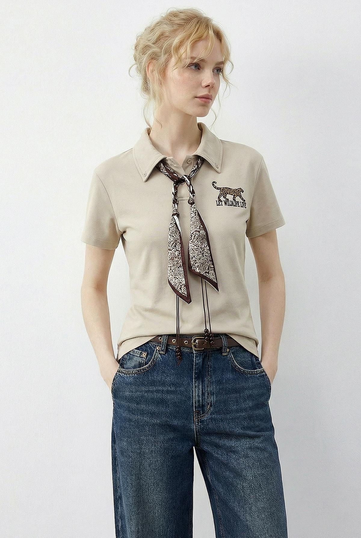 Women's Beige T-Shirt