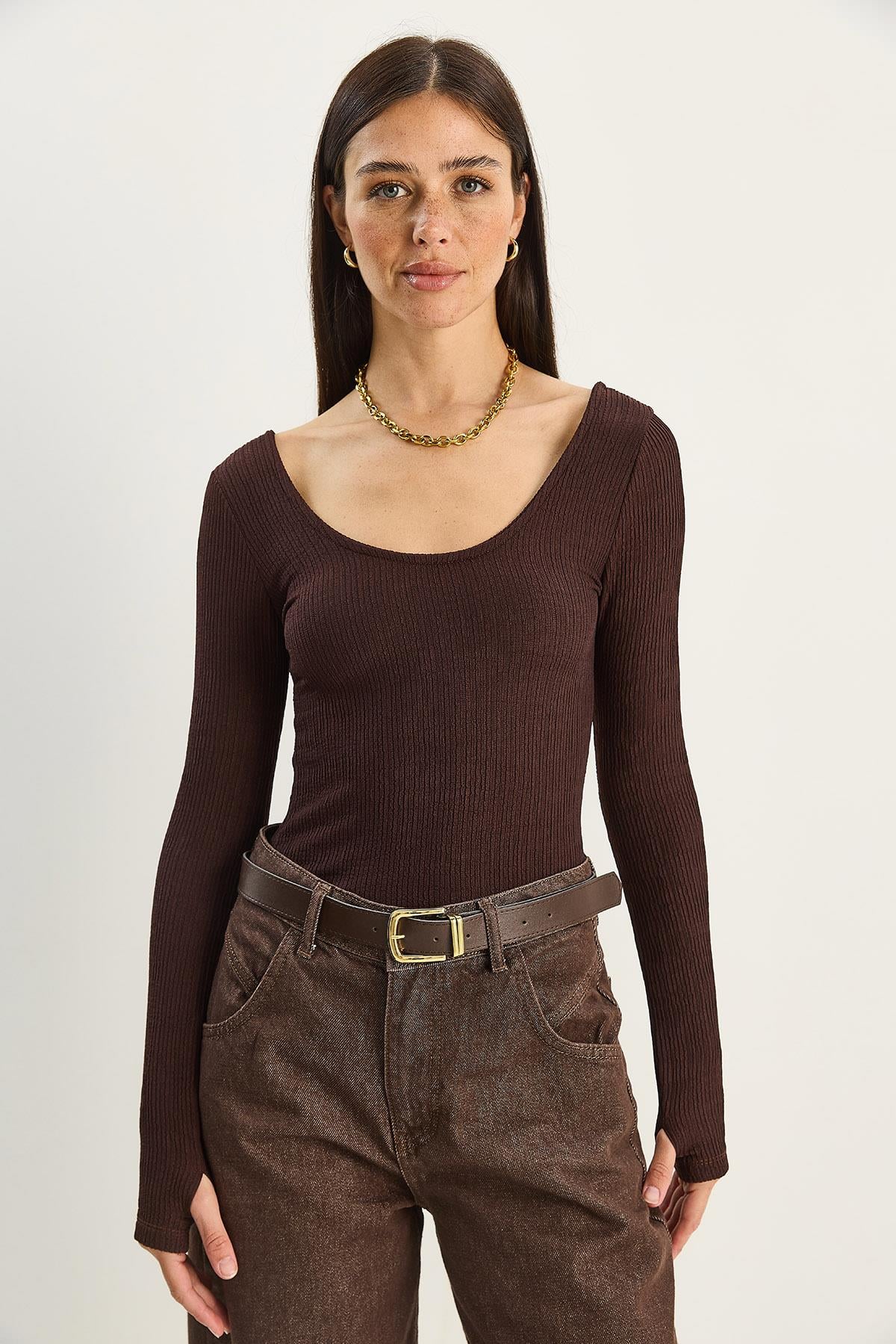 Brown‎ Blouse