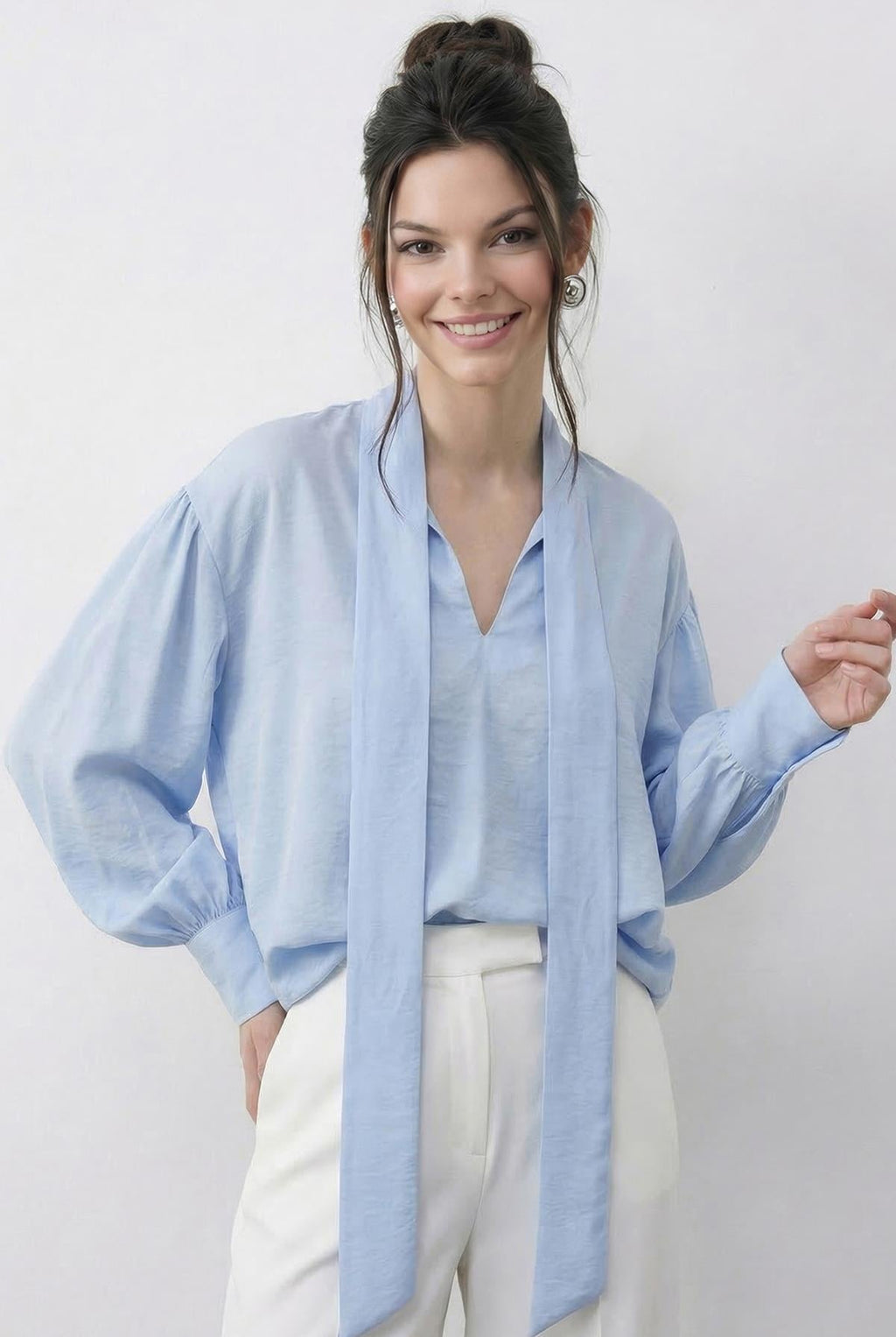 Women's Blouse with Neckline Detail 8101 60286018 - Baby Blue