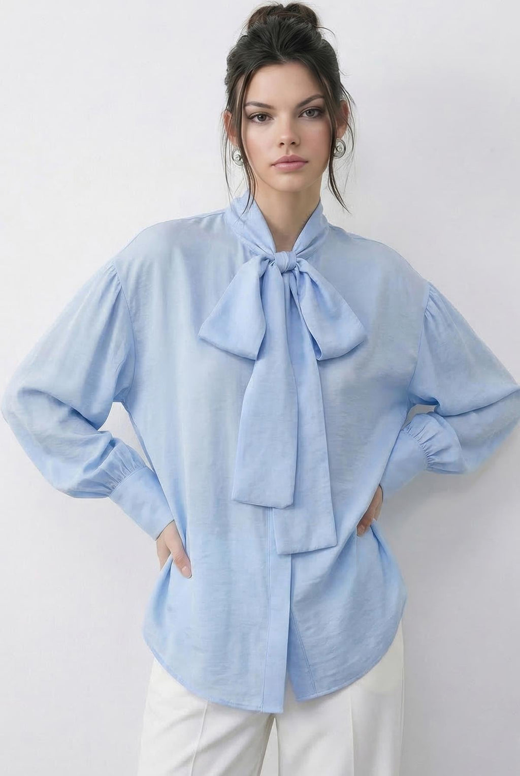 Women's Blouse with Neckline Detail 8101 60286018 - Baby Blue