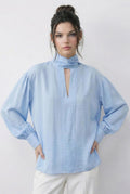 Women's Blouse with Neckline Detail 8101 60286018 - Baby Blue