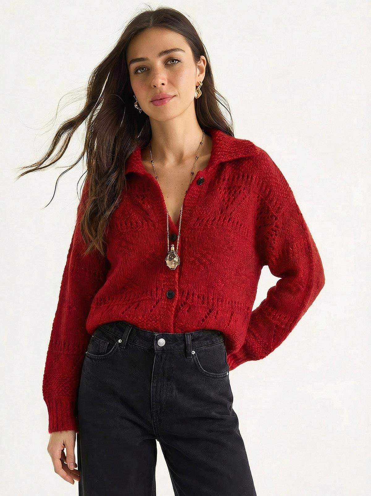 Women's Red Cardigan